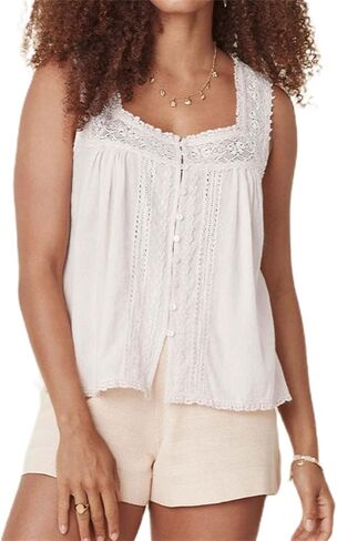 Women Lace Trim Vest Tank Top Sleeveless Button Down Cardigan Crop Tops Cute Summer Cami Shirt Y2k Going Out Tops in Kuwait