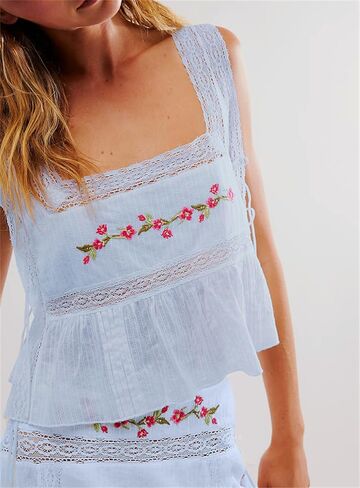 Women Lace Trim Vest Tank Top Sleeveless Button Down Cardigan Crop Tops Cute Summer Cami Shirt Y2k Going Out Tops in Kuwait
