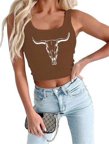 Cowgirl Crop Tank Top for Women Country Concert Tops Cami Western Cowboy Graphic Crop Top in Saudi Arabia