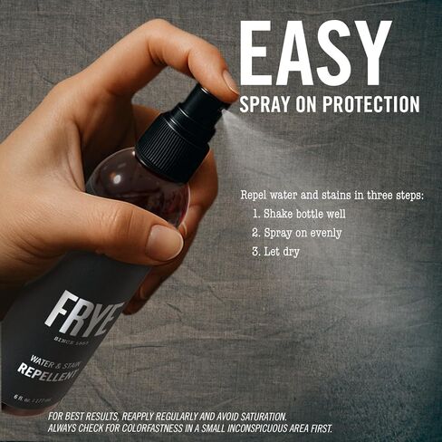 Frye Leather Water & Stain Repellent – 6oz Spray – Non-Aerosol, Made in USA – Protects Leather, Suede & Nubuck – Shields Against Water, Rain, Salt & Spills – Safe on All Colors in Saudi Arabia
