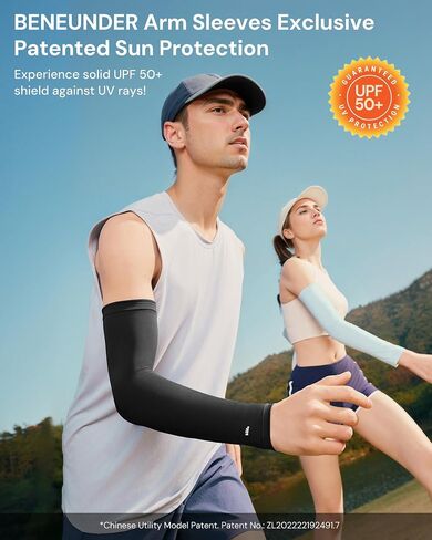 BENEUNDER UPF 50+ Arm Sleeves for Men Women Cooling UV Sun Protection Sports Compression Tattoo Cover Up in Saudi Arabia