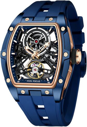 Aimes Men Watch Tonneau Hudicty Headon Watches for Men Automatic Automatic Mechanical Linding Adalogue Watches Mens فريدة من نوعها مربعة مربعة راتفية كبيرة معصم مع حزام السيليكون in Kuwait