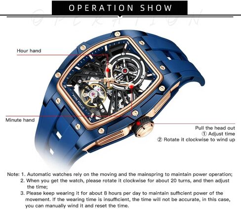 Aimes Men Watch Tonneau Hudicty Headon Watches for Men Automatic Automatic Mechanical Linding Adalogue Watches Mens فريدة من نوعها مربعة مربعة راتفية كبيرة معصم مع حزام السيليكون in Kuwait