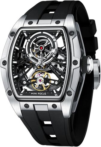 Aimes Men Watch Tonneau Hudicty Headon Watches for Men Automatic Automatic Mechanical Linding Adalogue Watches Mens فريدة من نوعها مربعة مربعة راتفية كبيرة معصم مع حزام السيليكون in Kuwait