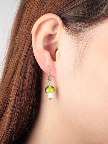 9 Pairs Mushroom Earrings for Women Long Pendant Glass Mushroom Earring Colorful Steampunk Earring Creative Funny Cute Weird Jewelry Women's Drop and Dangle Earrings in Saudi Arabia