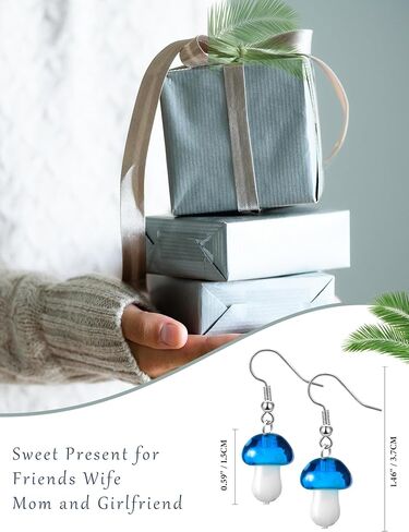 9 Pairs Mushroom Earrings for Women Long Pendant Glass Mushroom Earring Colorful Steampunk Earring Creative Funny Cute Weird Jewelry Women's Drop and Dangle Earrings in Saudi Arabia