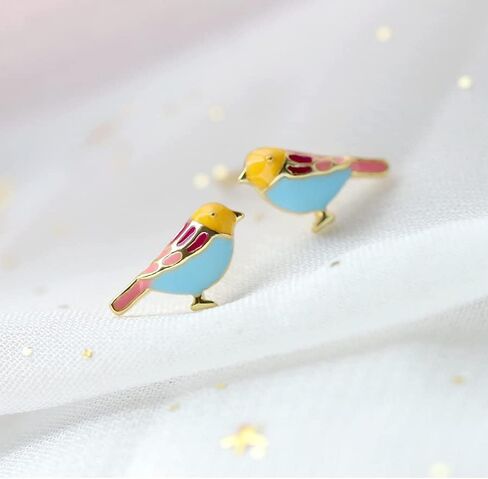 Cute Hummingbird Earrings Flying Oil Painting Dangle Earrings Enamel Tiny Small Animal Pet Enameled Colorful Metal Animal Elegant Bird Studs Earring Jewelry for Women in Saudi Arabia