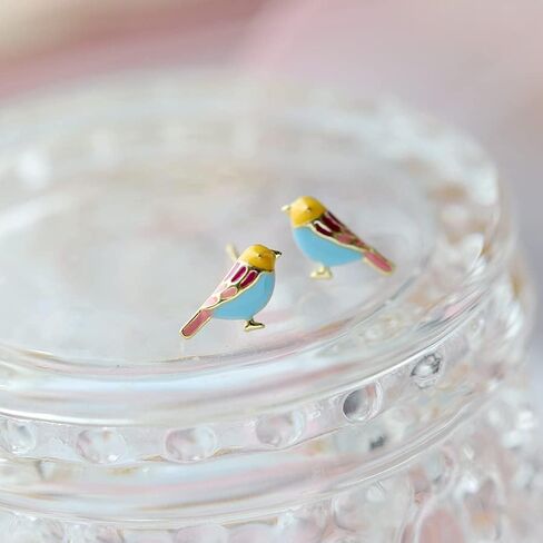 Cute Hummingbird Earrings Flying Oil Painting Dangle Earrings Enamel Tiny Small Animal Pet Enameled Colorful Metal Animal Elegant Bird Studs Earring Jewelry for Women in Saudi Arabia