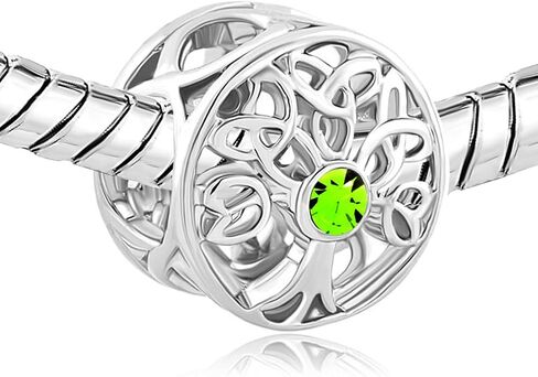 August Birthstone Family Root Tree of Life Celtic Knot Spencer Charm Beads for Pandora Bracelet زوجة أخت هدية in Kuwait