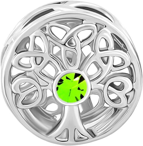 August Birthstone Family Root Tree of Life Celtic Knot Spencer Charm Beads for Pandora Bracelet زوجة أخت هدية in Kuwait
