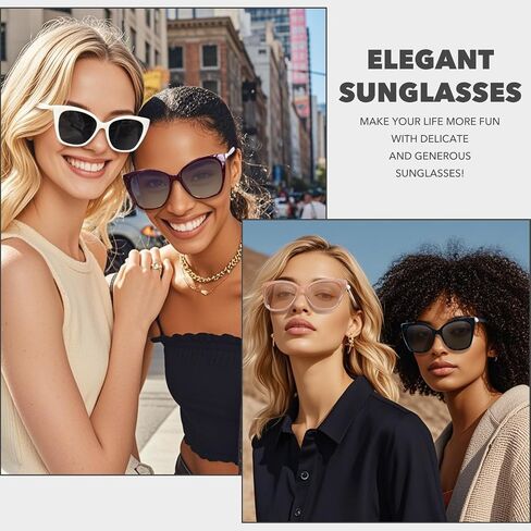OPTOFENDY Sunglasses Womens Trendy Square Cat Eye Sun Glasses UV400 Protection, Shopping Cycling Driving in Saudi Arabia