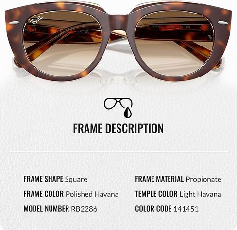 Ray-Ban RB2286 DOREEN Square Shaped Sunglasses for Men & Women with Official RAYBAN Eyewear Kit in Kuwait