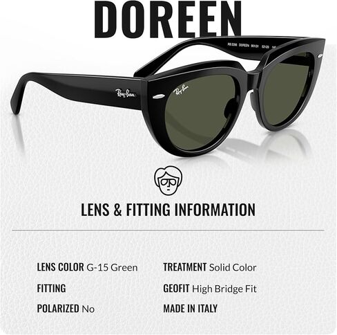 Ray-Ban RB2286 Doreen Square Square Sephses مع حزمة مجموعة النظارات الرسمية in Saudi Arabia