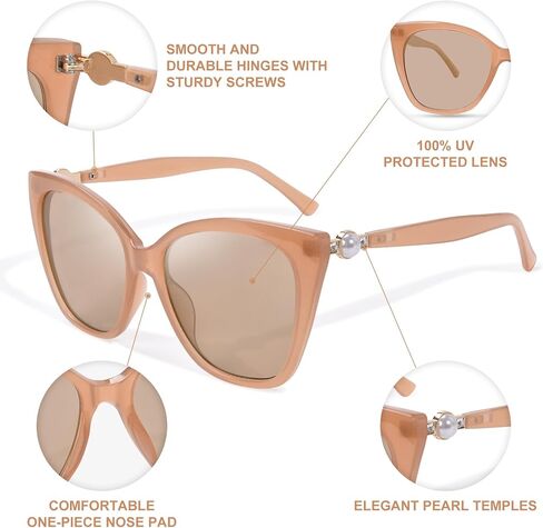 OPTOFENDY Sunglasses Womens Trendy Square Cat Eye Sun Glasses UV400 Protection, Shopping Cycling Driving in Saudi Arabia