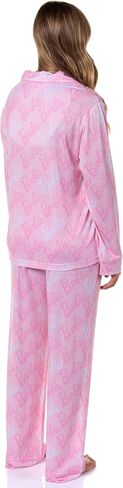 intimo Barbie Women's Doll Logo recled sleep collared button down long long leeve pajama set in Kuwait