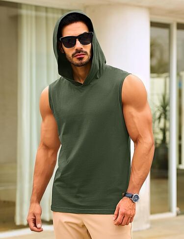 TACVASEN Men's Workout Hooded Tank Tops Sleeveless Gym Muscle Hoodies Sleeveless Lightweight Summer T Shirts in Saudi Arabia