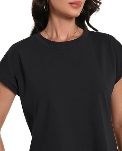Womens Crop Tops Cap Sleeve Cotton T Shirts Crewneck Loose Fit Trendy Tee Summer Workout Tops 2025 in Saudi Arabia