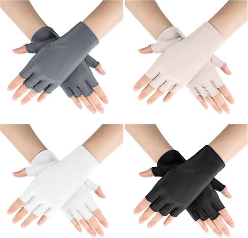 4 Pairs Sun Protection Gloves Women UV Fingerless Driving Gloves Half Finger UV Protection Sunblock for Cycling in Saudi Arabia