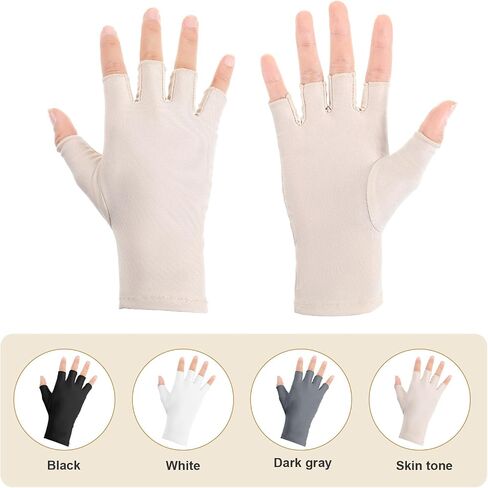 4 Pairs Sun Protection Gloves Women UV Fingerless Driving Gloves Half Finger UV Protection Sunblock for Cycling in Saudi Arabia