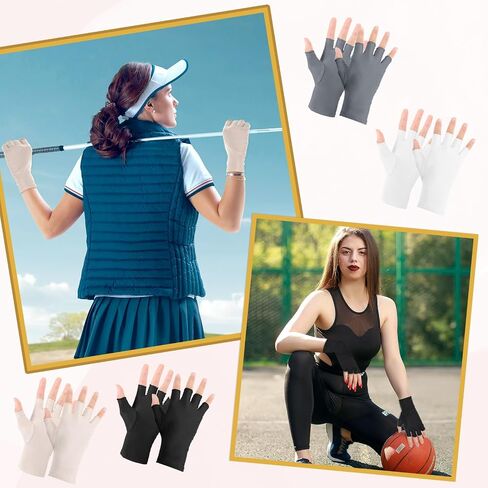 4 Pairs Sun Protection Gloves Women UV Fingerless Driving Gloves Half Finger UV Protection Sunblock for Cycling in Saudi Arabia