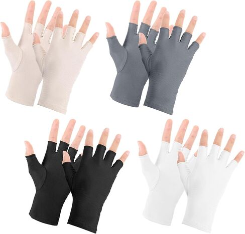 4 Pairs Sun Protection Gloves Women UV Fingerless Driving Gloves Half Finger UV Protection Sunblock for Cycling in Saudi Arabia