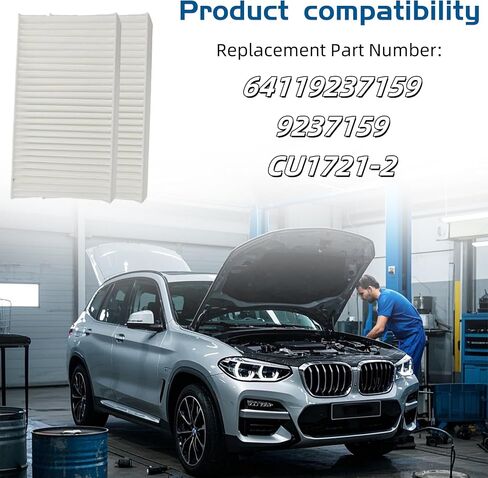 2pcs Car Cabin Air Filter Compatible with BMW X3 X4 xDrive28i 2.0L 3.0L 2011-2018,for X4 xDrive35i 2015-2016 3.0L,for X4 M40i 2016-2018 3.0L Replace 64119237159 green and white (2pcs White) in Kuwait