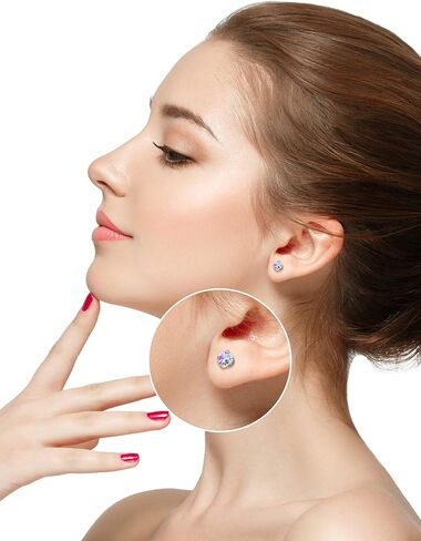 18 Pairs Stainless Steel Stud Earrings Solid Rhinestone Earring Cartilage Earrings Helix Ear Piercing Jewelry for Women Men (Steel Color, 18 G/ 1 mm with 4 mm Screw Ball) in Saudi Arabia