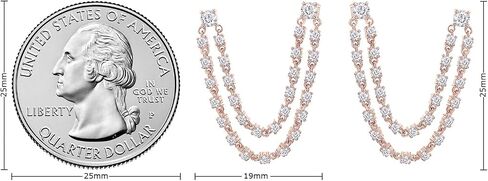 Double Piercing Dangle Chain Studs Earrings, 1.00 Carat (ctw) Moissanite Diamond Drop Earrings In 14k Gold Over Sterling Silver | Earscapes Earrings Gifts for Her in Saudi Arabia