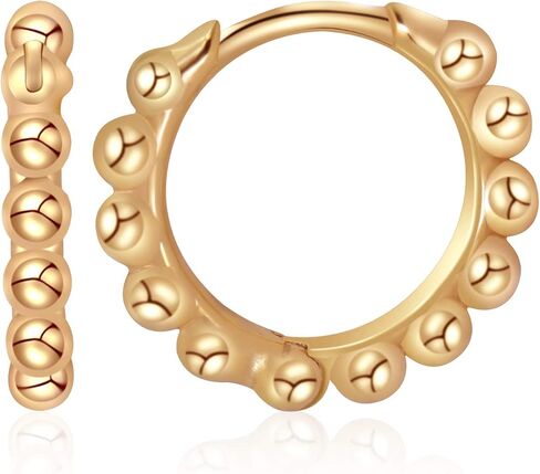 18K Gold Vermeil Bead Hoop Earrings Small Hoops in Saudi Arabia
