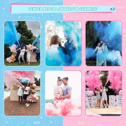 Gender Reveal Fire Extinguisher 2 Pack Boy or Girl Extinguishers for Baby Reveal - Gender Reveal Decorations Smoke with Power for Party - Blue Pink Smoke Color Powder for Reveal Party Ideas Color Run in Saudi Arabia