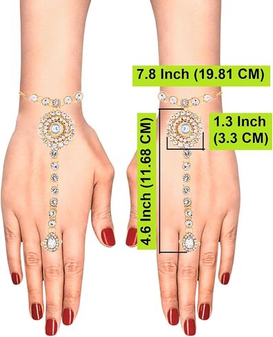 Efulgenz Indian Jewelry Sets for Women Bollywood Jewelry Indian Bollywood Bridal Wedding Kundan Crystal Necklace Earring Maang Tikka Head Chain Nose Ring Bracelet Jewelry Set in Saudi Arabia