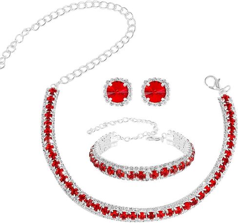 3pcs مجموعة أقراط أقراط رابط تنس سوار مفتوح لمجموعة لعيد ميلاد المرأة ، عيد الحب ، عيد الأم ، مجوهرات عيد الميلاد للعرائس الزركونيا المكعبة in Kuwait