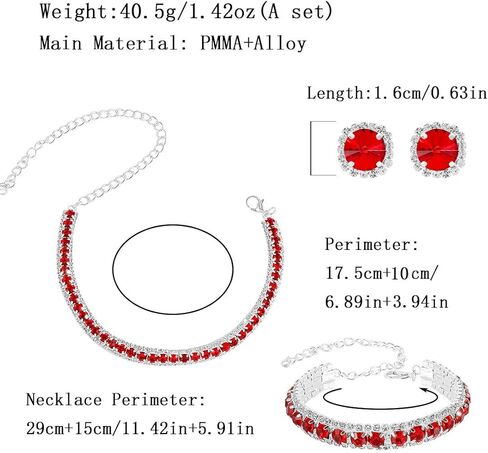 3pcs مجموعة أقراط أقراط رابط تنس سوار مفتوح لمجموعة لعيد ميلاد المرأة ، عيد الحب ، عيد الأم ، مجوهرات عيد الميلاد للعرائس الزركونيا المكعبة in Kuwait