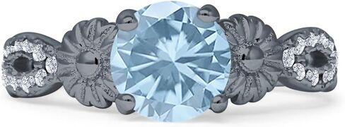 OMRANII Vintage Style Sunflower Marquise Shape Round Cubic Zirconia Wedding Engagement Ring Solid 925 Sterling Silver in Saudi Arabia