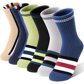أطفال بويز فتيات الرياضة الرياضية الرياضية الجوارب كرة السلة في الهواء الطلق طاقم القطن جوارب مخططة 6 أزواج in Kuwait