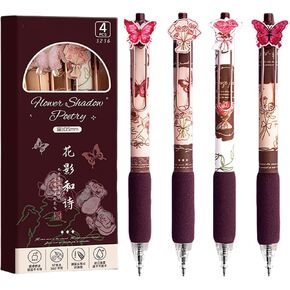 4 Pcs Gel Pens Purple Butterfly Pens Cute Retractable Pens 0.5mm Black Ink Writing Pen for Women Girls Men Boy Pen Office School Supplies (Purple Butterfly) in Kuwait