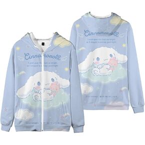 Anime Zipper Hoodie Sweatshirt Women's Long Sleeve Fleece Hooded Jacket Girls Cartoon Pullover Sweaters in Kuwait