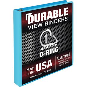 Samsill متين 1 بوصة ، مصنوعة في الولايات المتحدة الأمريكية ، D Ring Binder ، غطاء عرض واضح للتخصيص ، الأزرق الداكن ، يحمل 225 صفحة in Saudi Arabia