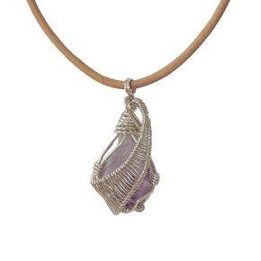 Designs by Nature Gems - Natural Peridot Necklace - Wire Wrapped in Genuine Sterling Silver - Natural August Birthstone Jewelry - With 24" Tan Leather - August Gift Jewelry - Handmade in North America in Kuwait