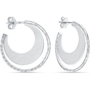 LECALLA Real 925 Sterling Silver C أقراط | الأطواق الصغيرة الخفيفة الأطواق الإيطالية نصف حلق الأطواق للنساء in Kuwait