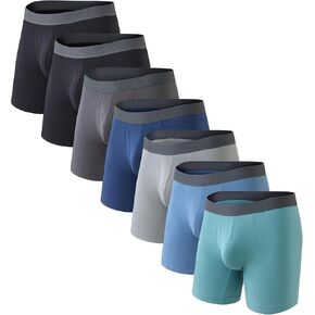 COLORFULLEAF Men's Boxer Briefs Soft Comfort Breathable Rayon Made From Bamboo Underwear for Men Packs Open Fly Pouch in Kuwait