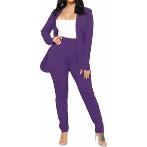 طقم بناطيل كاجوال للسيدات من Tcremisa مكون من قطعتين من ملابس العمل وسترة سادة بأكمام طويلة وسروال ضيق in Kuwait