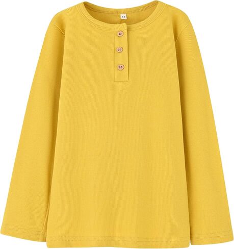 تعليم Leanbh Toddler Boys Henley Shirt Cotton Soild Soild Long Sleeve Tops for Kids 18 شهرًا و 7 سنوات in Saudi Arabia