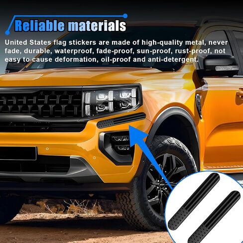 2PCS USA American Metal Flag Auto Fenders Emblem Sticker - 6"x 1" Adhesive Sport Badge 3D Embossed US Flag Car Decal Sticker - Patriotic Car Badge Decal Bumper Sticker for Auto SUV Window (Black) in Saudi Arabia