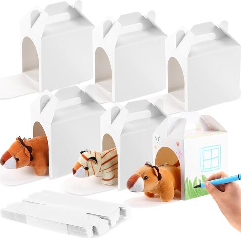 Patelai 36 Pcs Dog Party Favors Boxes 4.7x3.9x4.7 Inch Stuffed Animal House Shaped Boxes with Hole Foldable Colorful Puppy Print Decoration Gift Case for Adoption a Pet Party Favor Supply Decor in Saudi Arabia