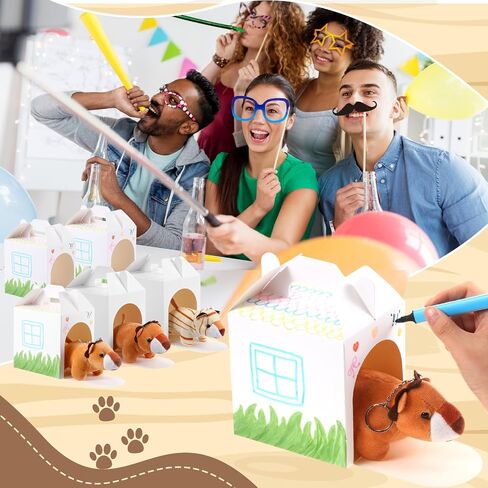 Patelai 36 Pcs Dog Party Favors Boxes 4.7x3.9x4.7 Inch Stuffed Animal House Shaped Boxes with Hole Foldable Colorful Puppy Print Decoration Gift Case for Adoption a Pet Party Favor Supply Decor in Saudi Arabia