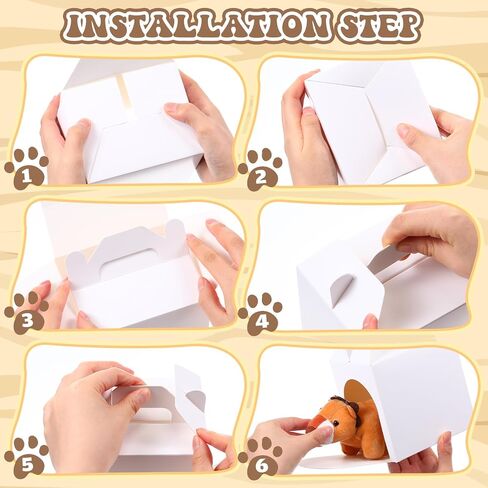 Patelai 36 Pcs Dog Party Favors Boxes 4.7x3.9x4.7 Inch Stuffed Animal House Shaped Boxes with Hole Foldable Colorful Puppy Print Decoration Gift Case for Adoption a Pet Party Favor Supply Decor in Saudi Arabia