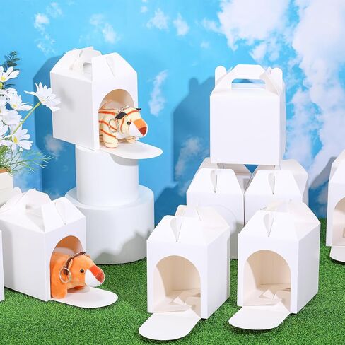 Patelai 36 Pcs Dog Party Favors Boxes 4.7x3.9x4.7 Inch Stuffed Animal House Shaped Boxes with Hole Foldable Colorful Puppy Print Decoration Gift Case for Adoption a Pet Party Favor Supply Decor in Saudi Arabia