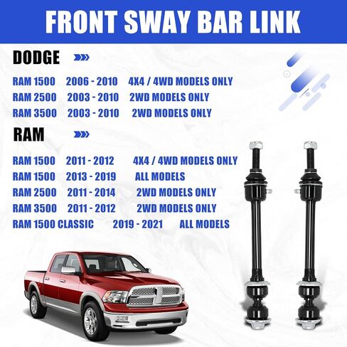 Sway Bar End Link, Replacement For K80894 Front Stabilizer Sway Bar End Link Kits Compatible With Dodge Ram 1500 4WD 2006-2018 Ram Classic 2019-2022 in Saudi Arabia