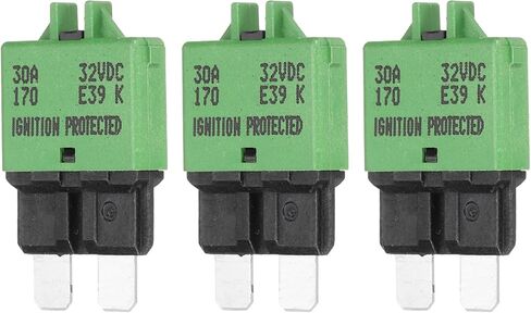 DMiotech 3 Pack Manual Mini Reset Fuse, 32V DC 3A ATC/ATO Auto Circuit Breaker Reset Fuses Low Profile Blade Fuses for Car Truck SUV Marine Boat Motorcycle, Purple in Saudi Arabia